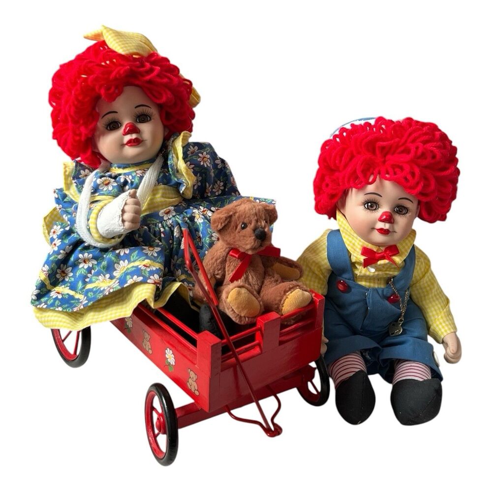 Marie Osmond Miracle Children Dolls Rosie Rags Tiny Tots Porcelain Wagon Box 11"